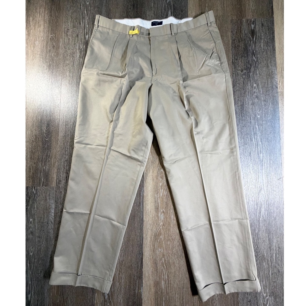 Dockers Pleated Relaxed Fit Pants Mens 40x32 Tan Khaki Cuffed Chinos